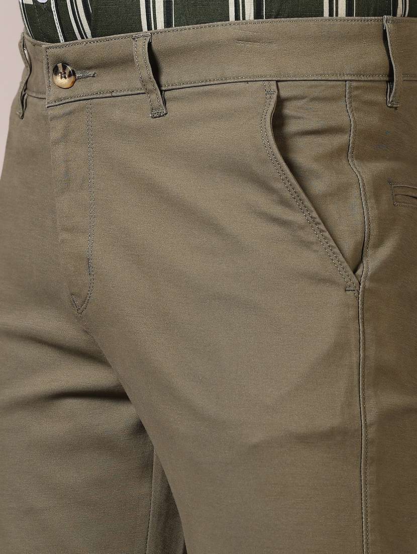 men solid mid rise chinos trouser - 21685725 -  Standard Image - 5