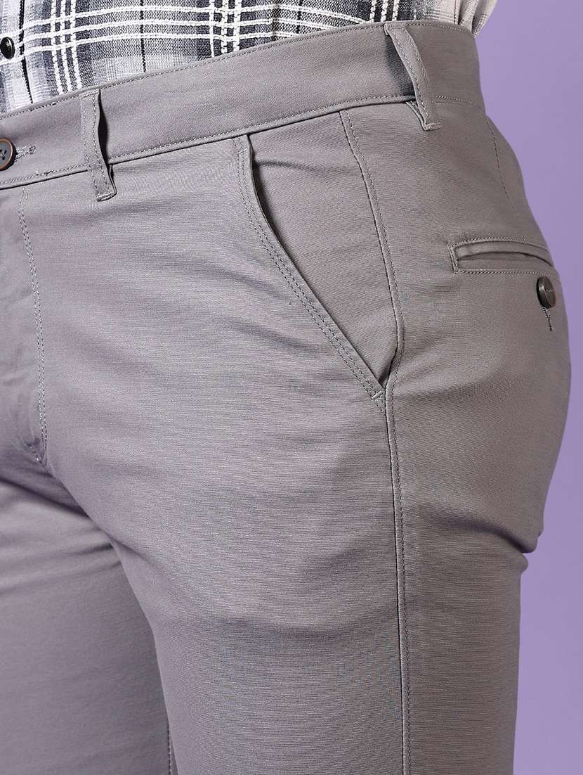 men solid mid rise chinos trouser - 21685727 -  Standard Image - 5