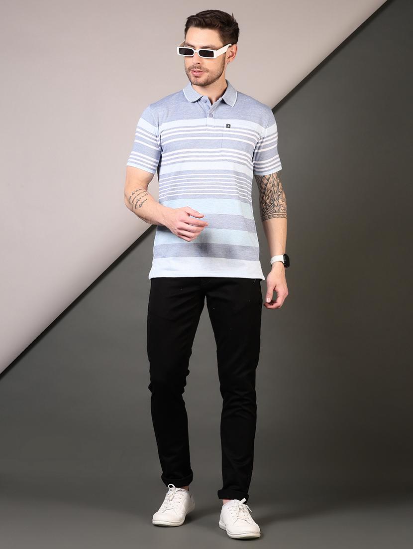 men striped short sleeve regular fit polo t-shirt - 21685767 - Standard Image - 3