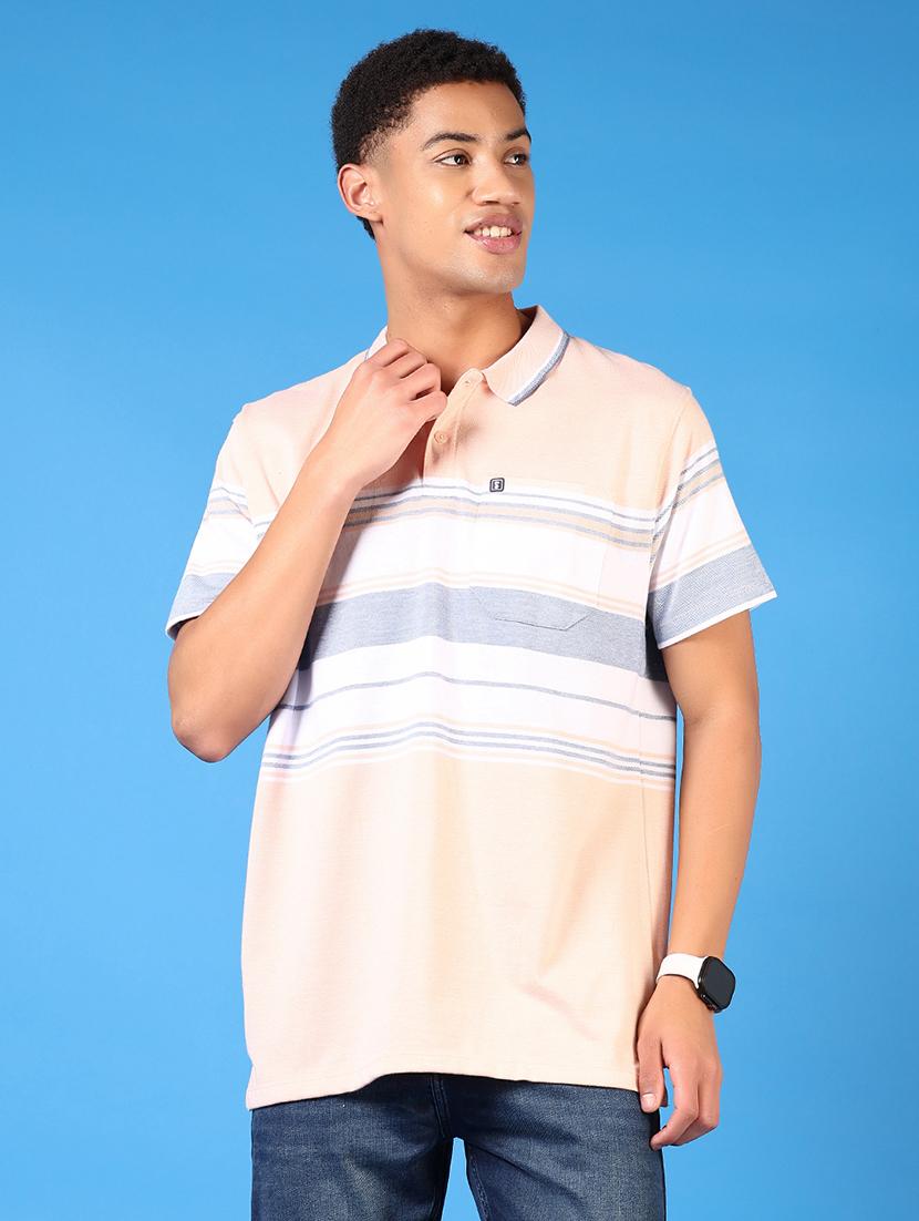 men striped short sleeve regular fit polo t-shirt