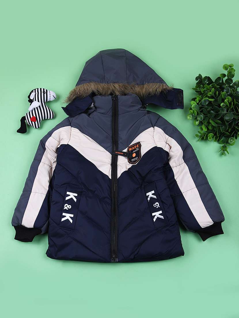 boys long sleeve hooded quilted jacket
