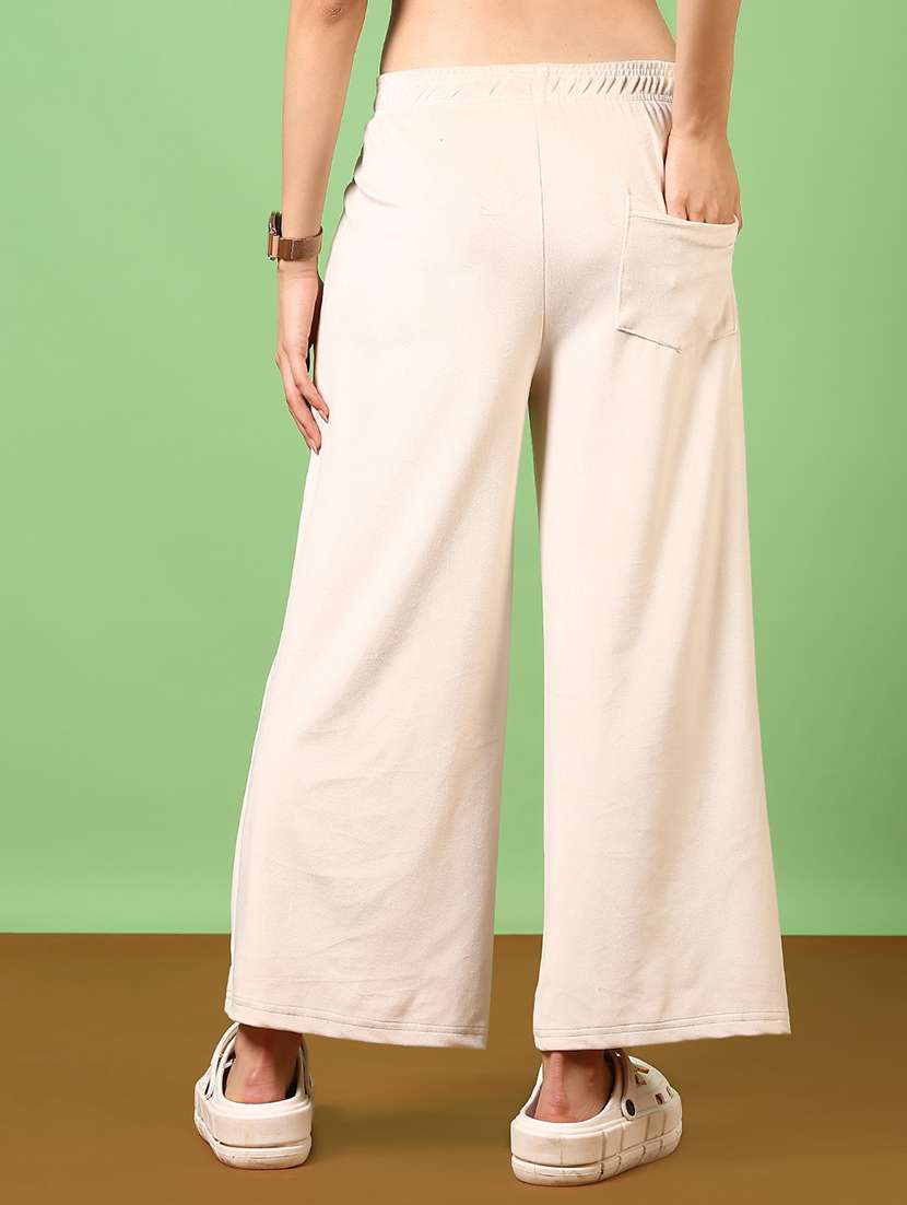 women solid mid rise wide leg trouser - 21685796 -  Standard Image - 3