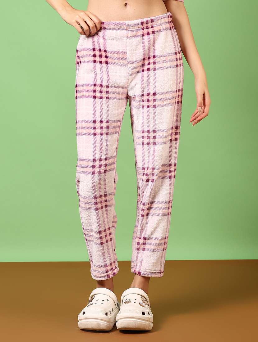 women checkered mid rise pyjama