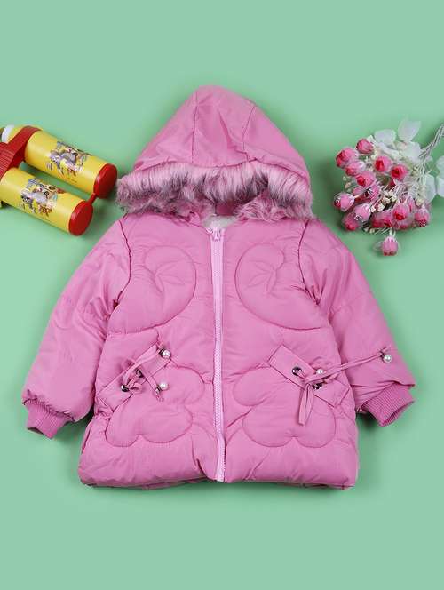 girls solid long sleeve quilted jacket - 21685827 -  Standard Image - 0