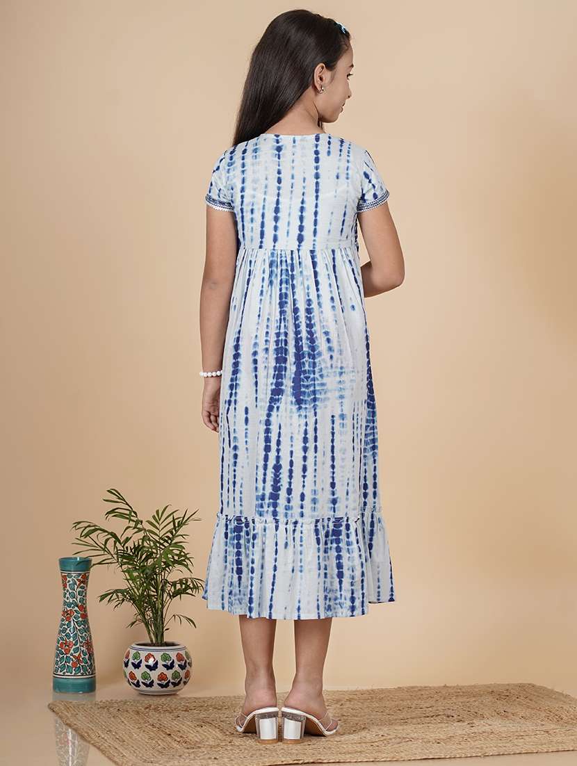 girls tie & dye printed short sleeve tiered dress - 21685955 -  Standard Image - 3