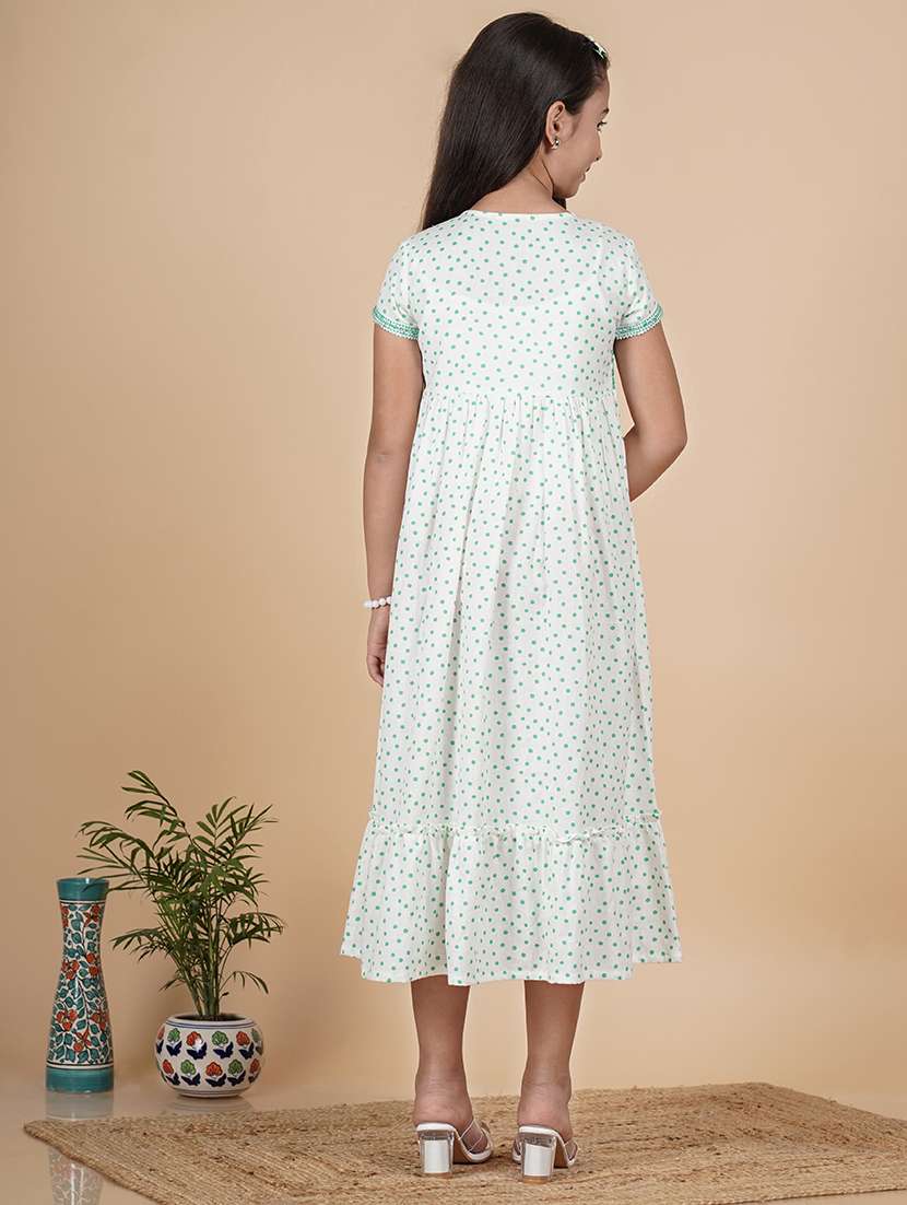 girls white printed short sleeve tiered dress - 21685956 - Standard Image - 3