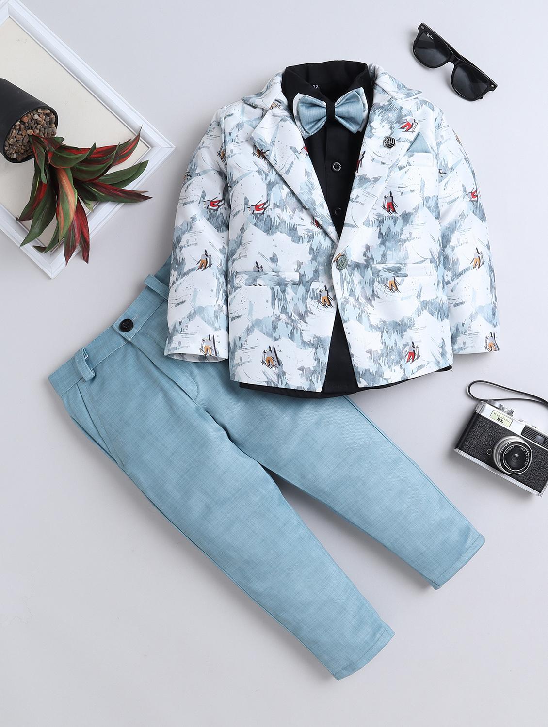 turquoise cotton blend full length sets twin & dungree - 21685986 -  Zoom Image - 0