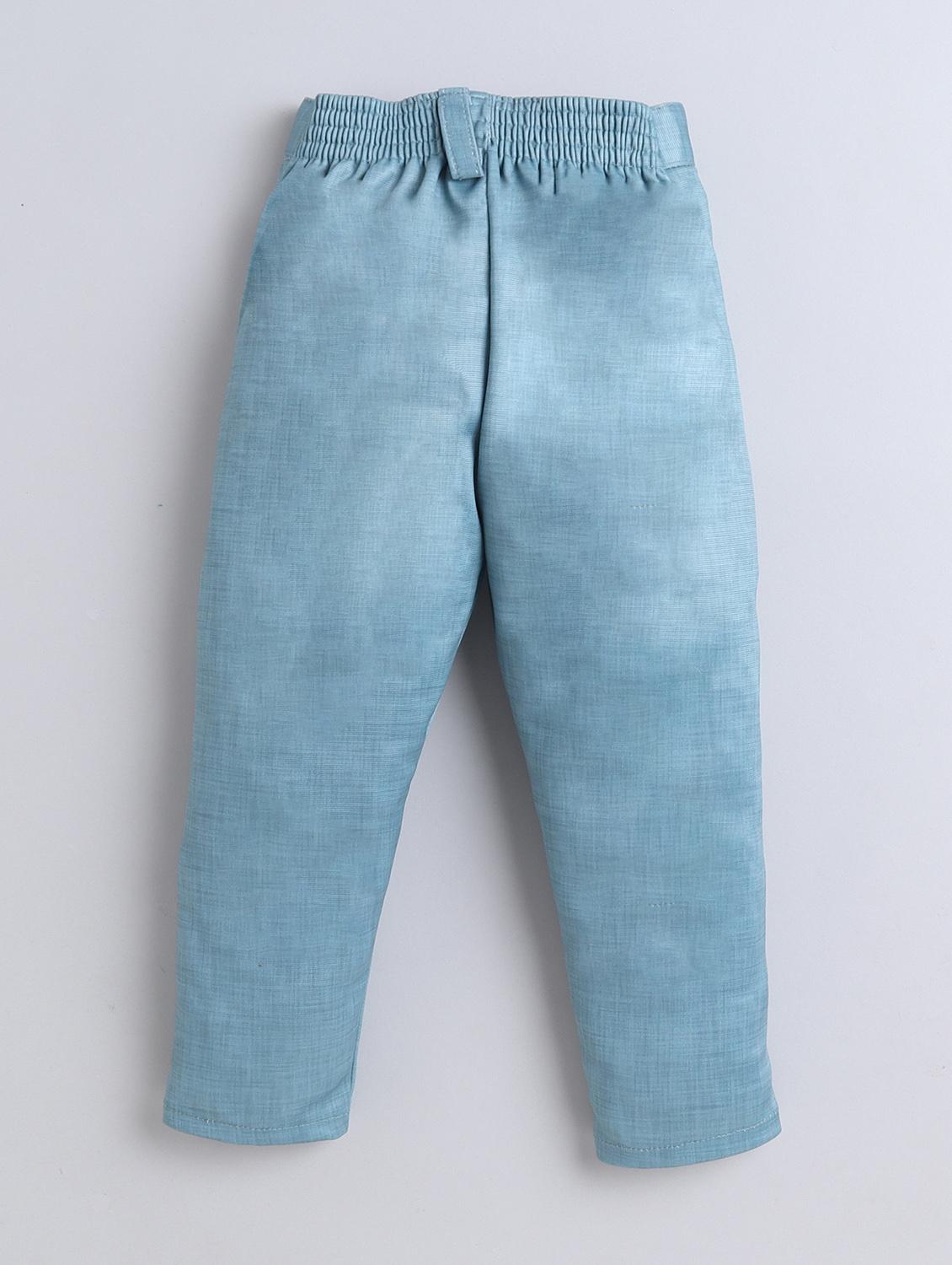 turquoise cotton blend full length sets twin & dungree - 21685986 - Standard Image - 5