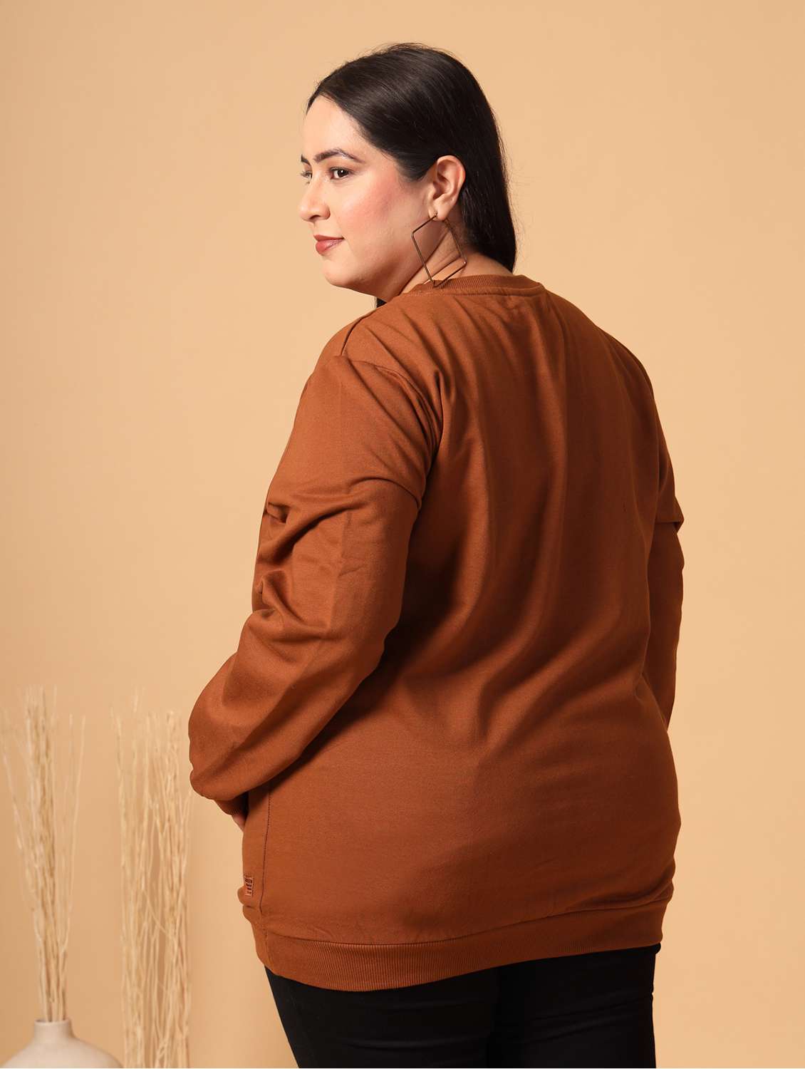 women plus size solid long sleeves sweatshirt - 21686019 -  Standard Image - 3
