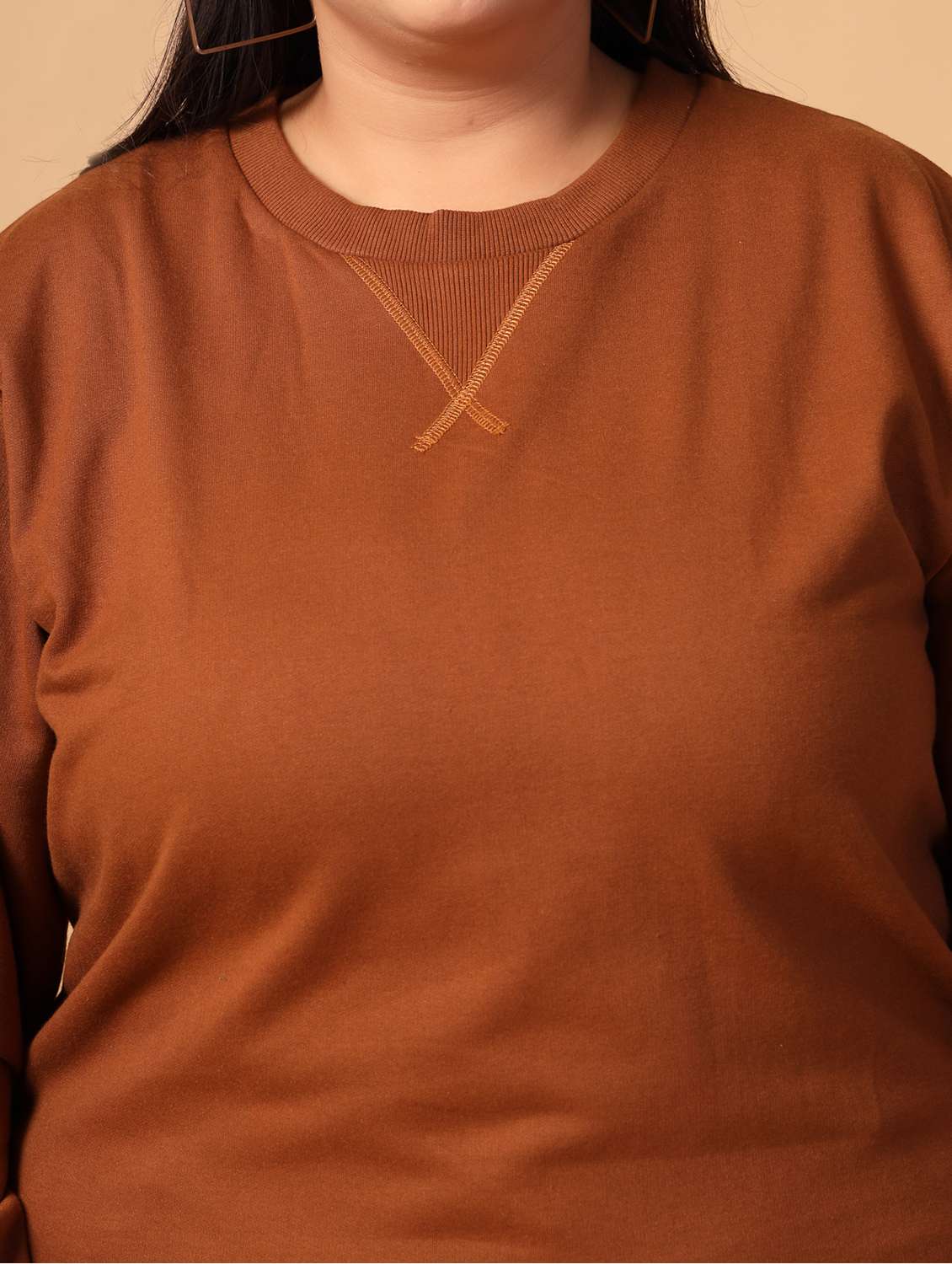 women plus size solid long sleeves sweatshirt - 21686019 -  Standard Image - 5