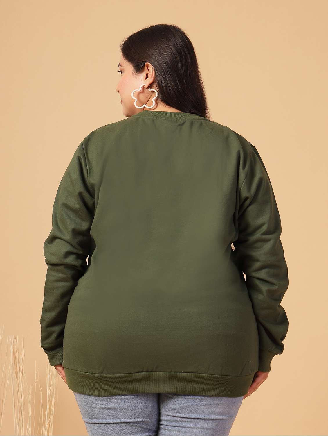 women plus size solid long sleeves sweatshirt - 21686020 -  Standard Image - 3