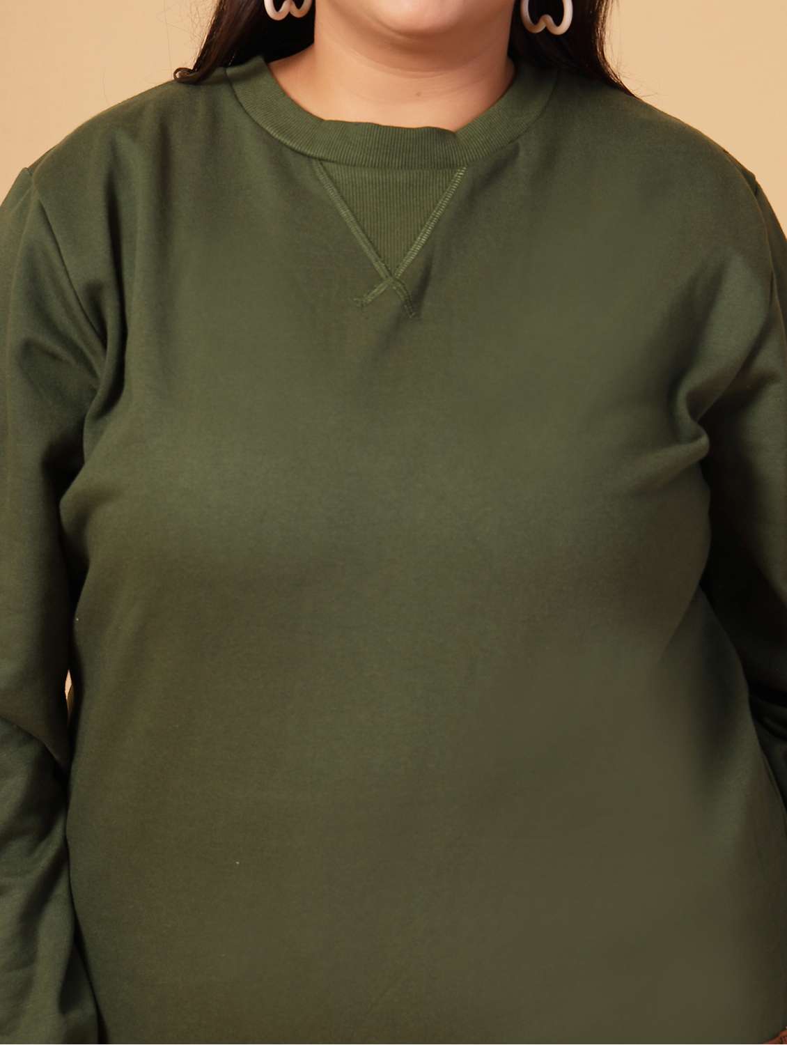women plus size solid long sleeves sweatshirt - 21686020 -  Standard Image - 5