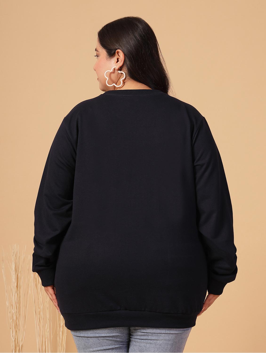 women plus size solid long sleeves sweatshirt - 21686023 - Standard Image - 3