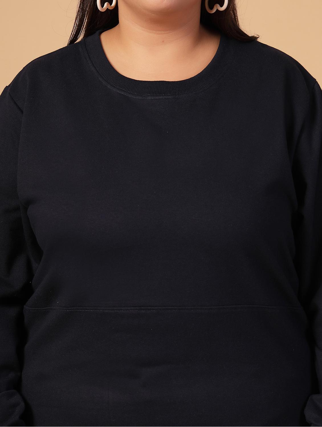 women plus size solid long sleeves sweatshirt - 21686023 - Standard Image - 5