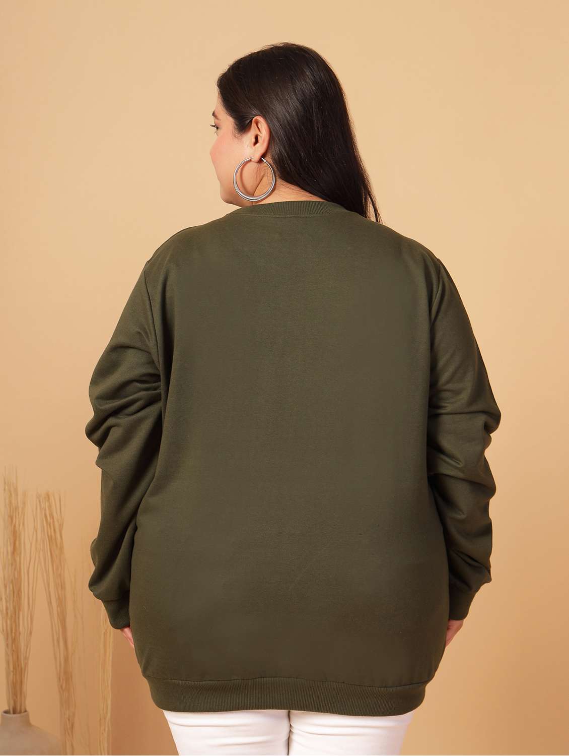 women plus size solid long sleeves sweatshirt - 21686024 -  Standard Image - 3