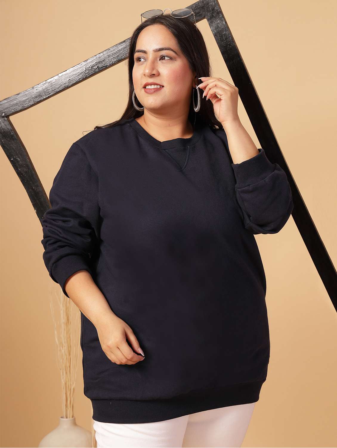 women plus size solid long sleeves sweatshirt