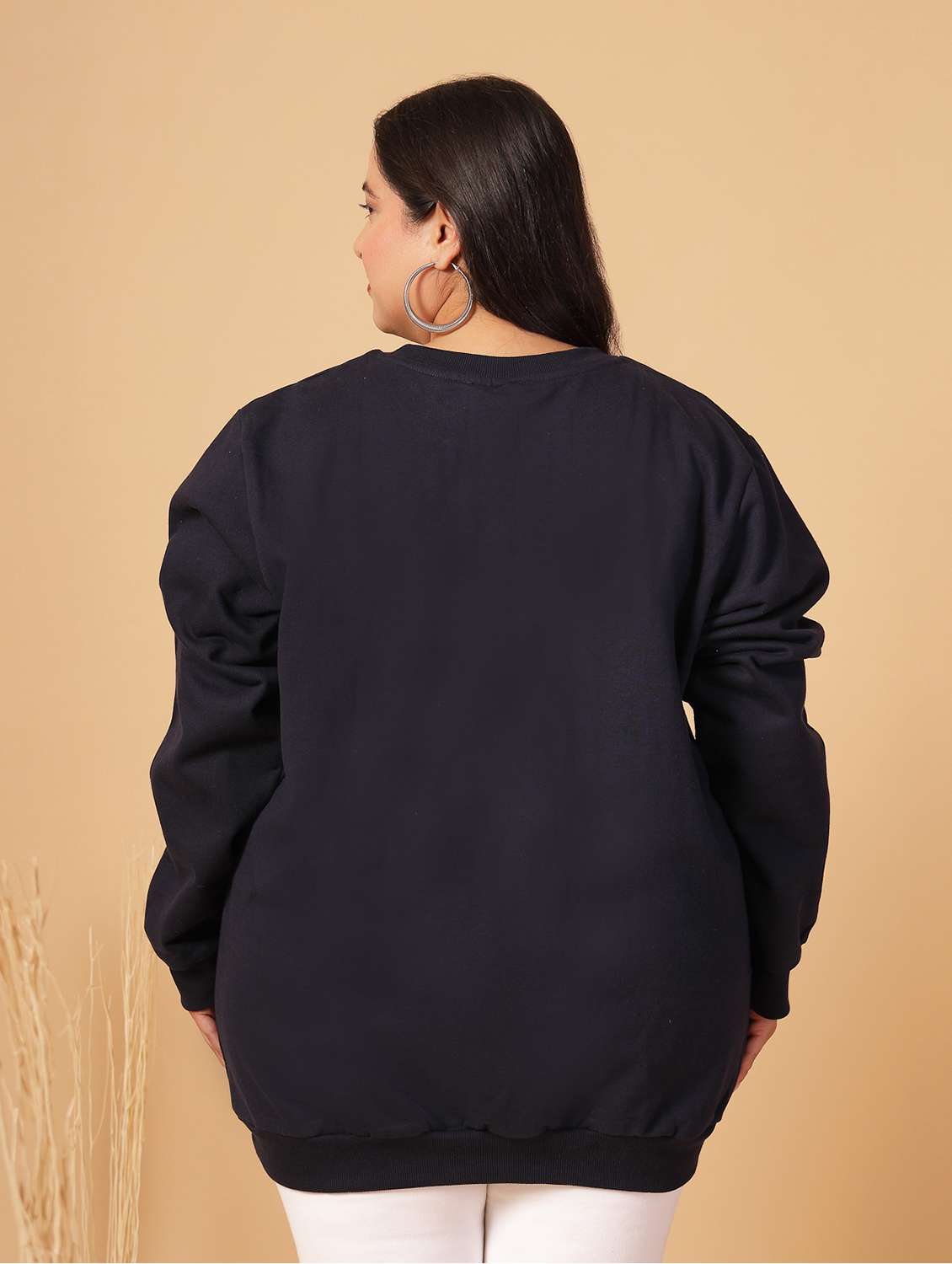 women plus size solid long sleeves sweatshirt - 21686025 -  Standard Image - 3
