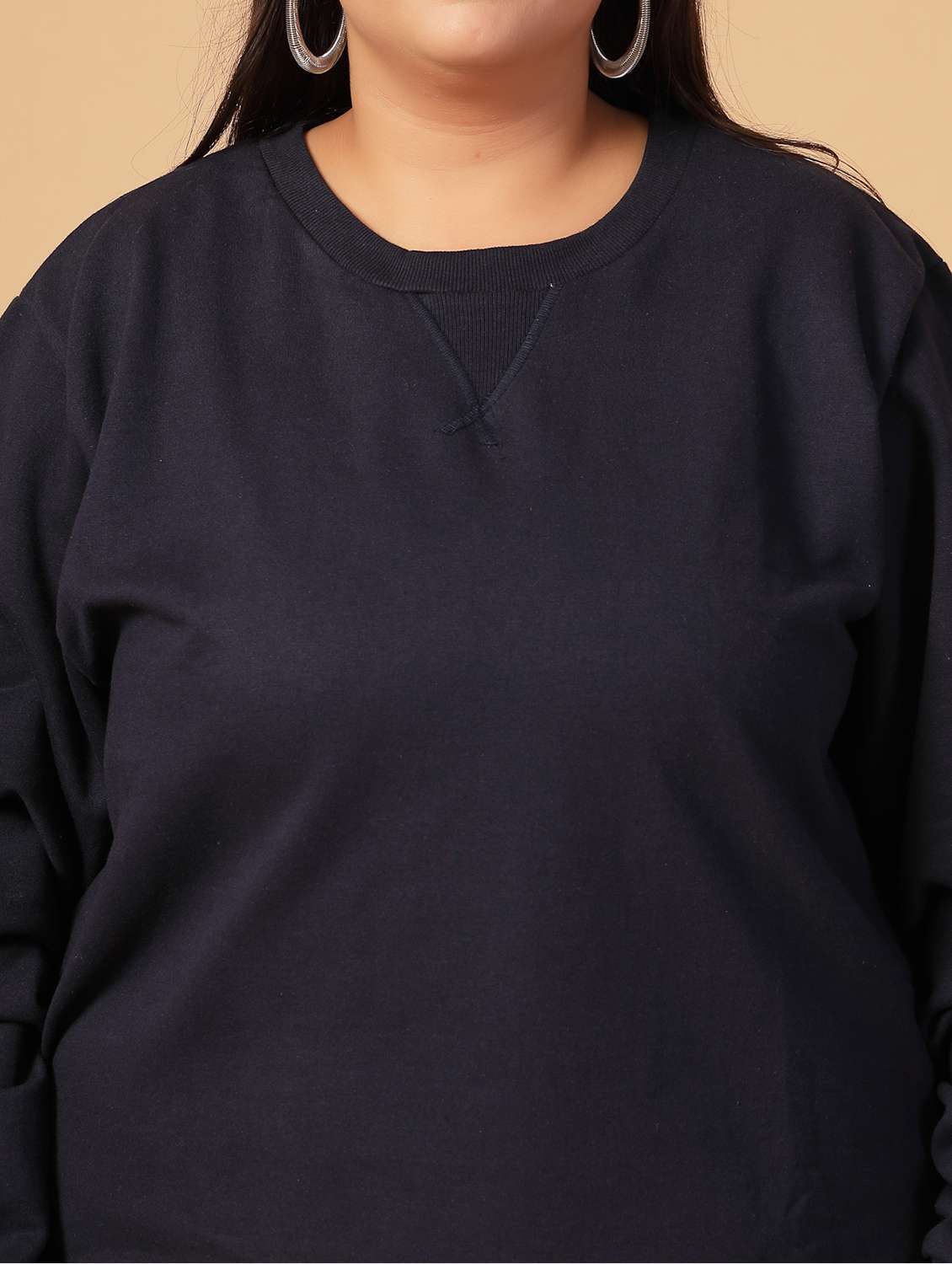women plus size solid long sleeves sweatshirt - 21686025 -  Standard Image - 5