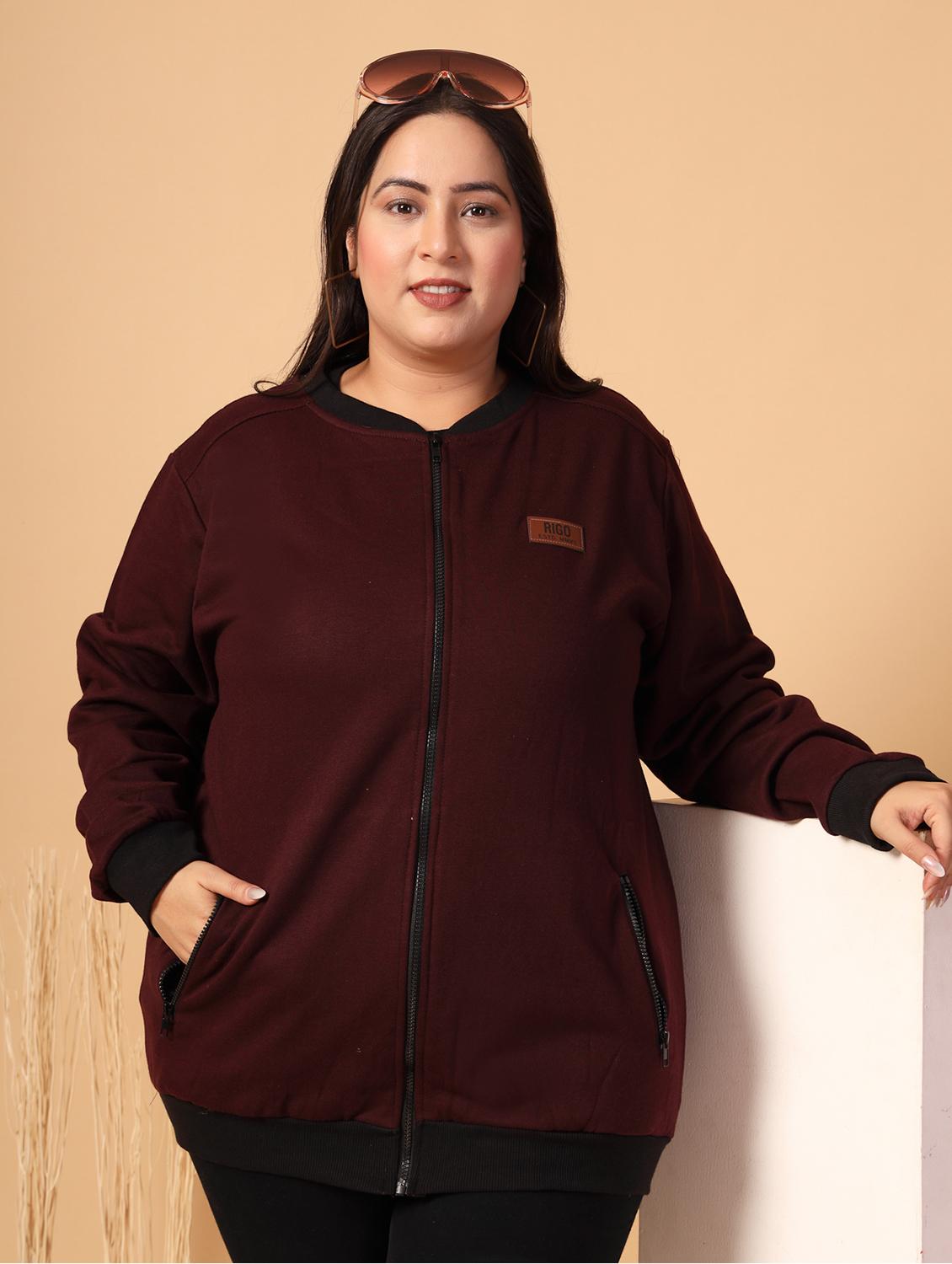 women plus size solid long sleeves jacket - 21686026 -  Zoom Image - 0