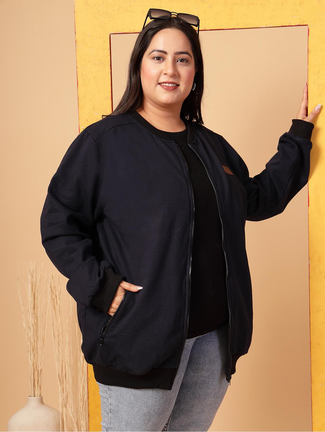 women plus size solid long sleeves jacket - 21686029 - Zoom Image - 0