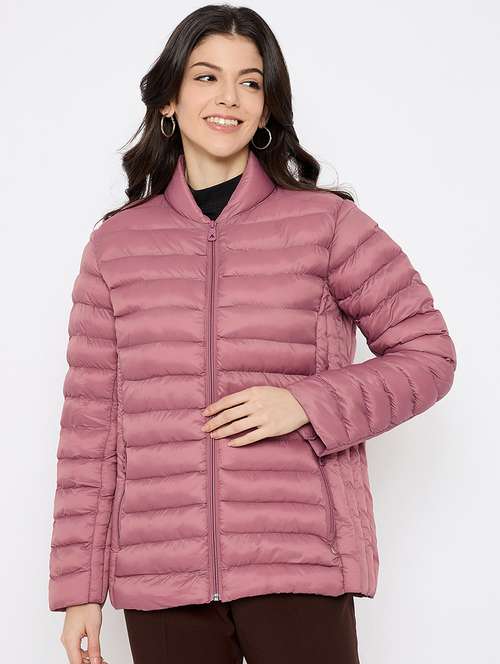 women solid long sleeves puffer jacket - 21686050 -  Standard Image - 0