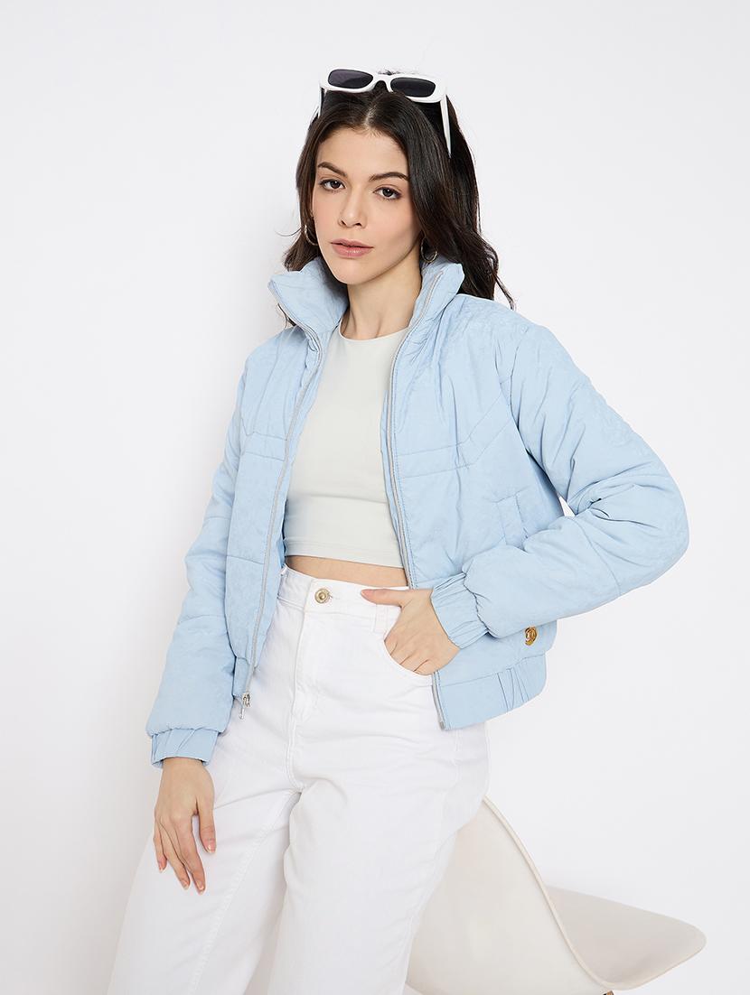 women solid long sleeves puffer jacket - 21686064 - Standard Image - 3