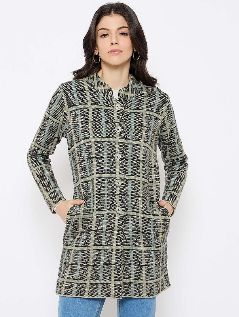 women self designed long sleeves cardigan