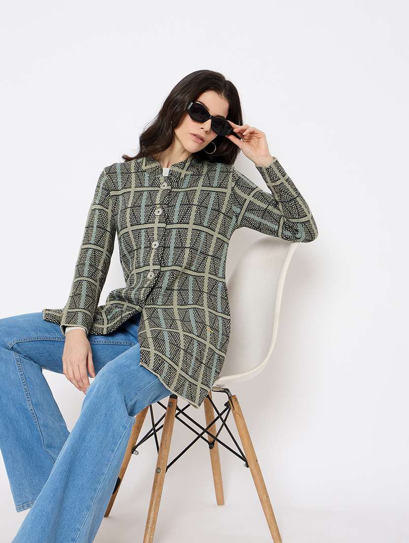 women self designed long sleeves cardigan - 21686070 -  Standard Image - 3