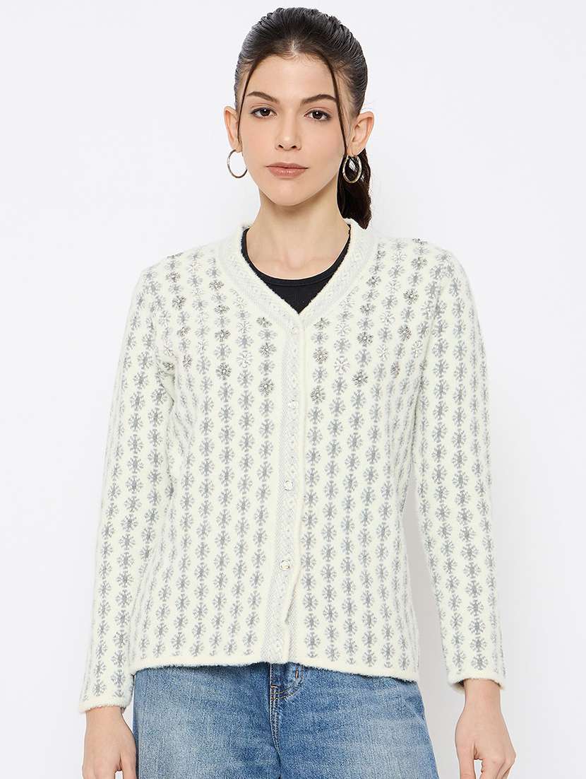 women self designed long sleeves cardigan - 21686080 -  Zoom Image - 0