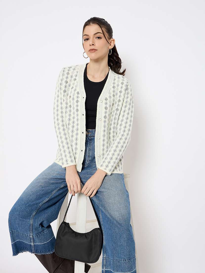 women self designed long sleeves cardigan - 21686080 -  Standard Image - 3