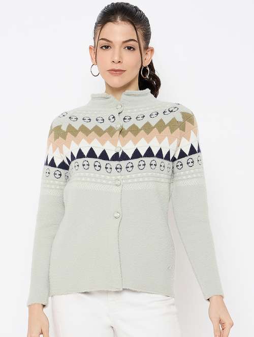 women self designed long sleeves cardigan - 21686082 - Standard Image - 0