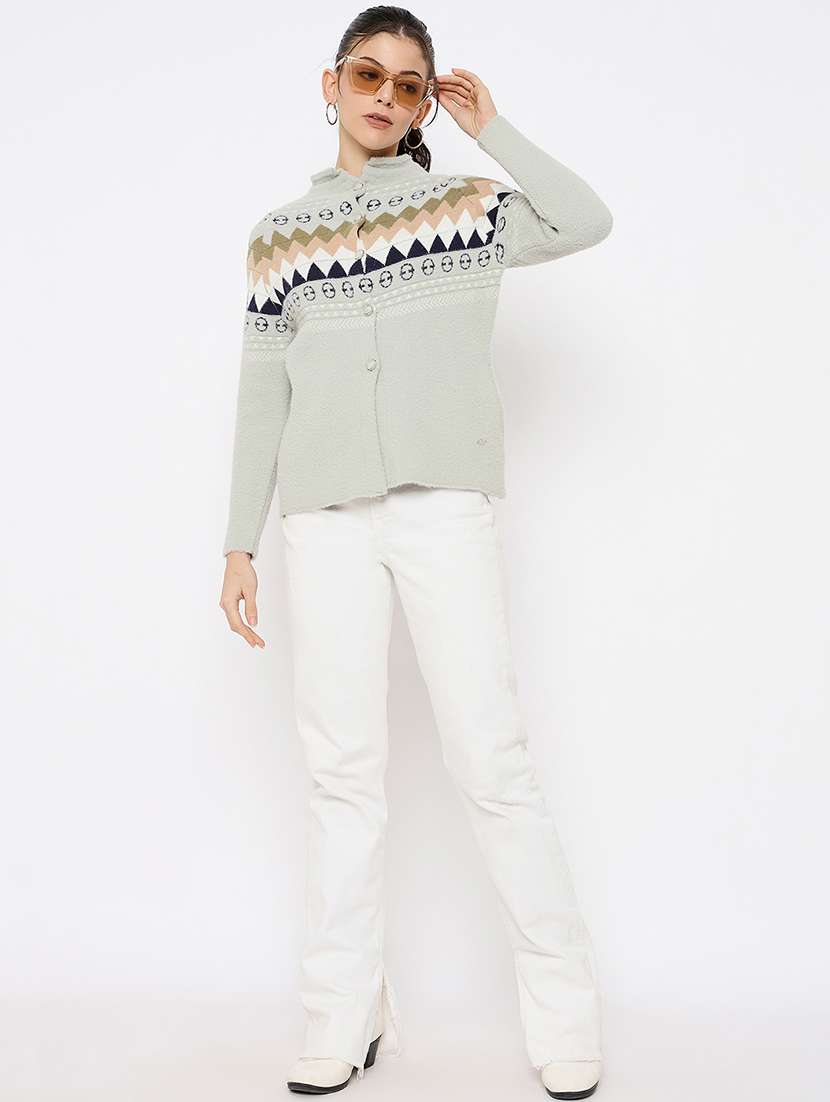 women self designed long sleeves cardigan - 21686082 - Standard Image - 3