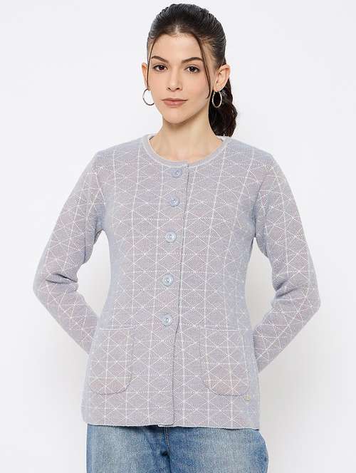 women self designed long sleeves cardigan - 21686085 -  Standard Image - 0