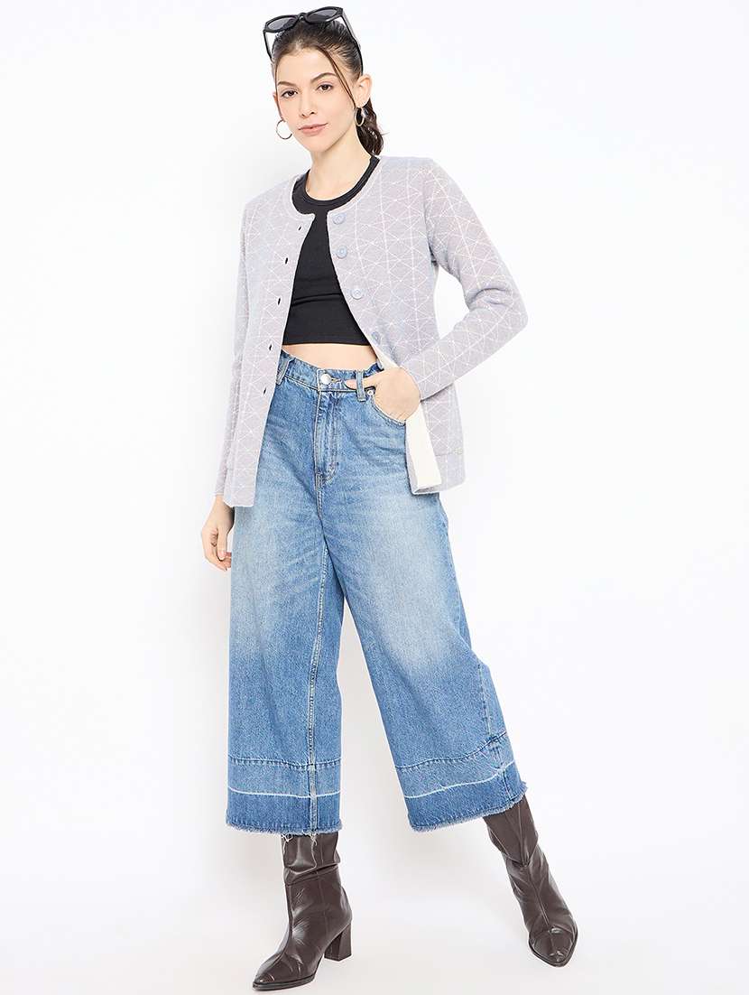 women self designed long sleeves cardigan - 21686085 -  Standard Image - 3