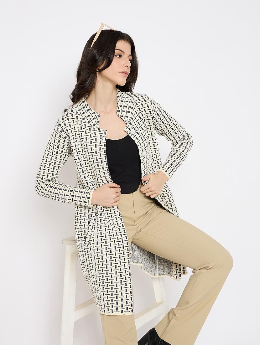 women self designed long sleeves cardigan - 21686087 - Standard Image - 3