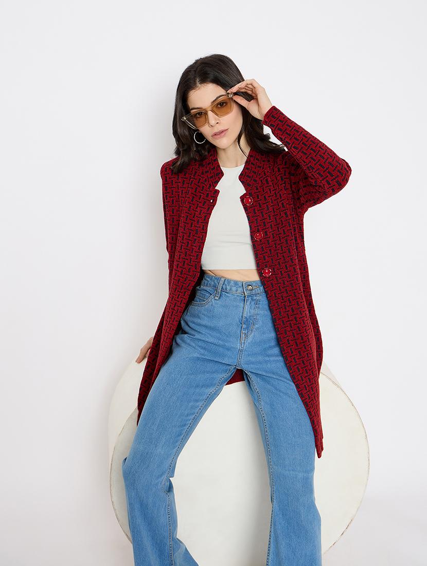 women self designed long sleeves cardigan - 21686088 - Standard Image - 3