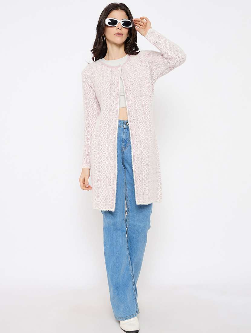 women self designed long sleeves cardigan - 21686090 -  Standard Image - 3
