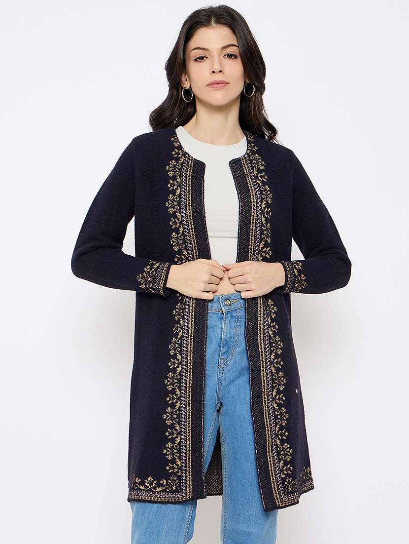 women self designed long sleeves long shrug