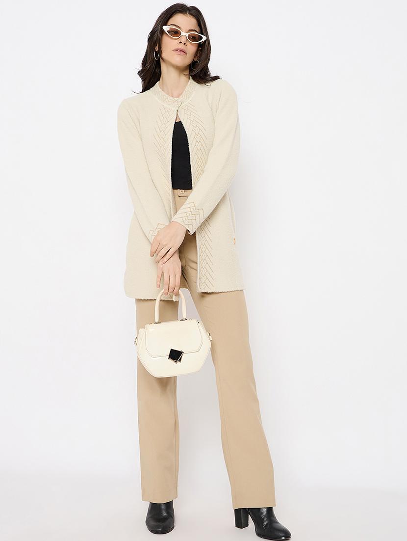 women self designed long sleeves long shrug - 21686093 - Standard Image - 3