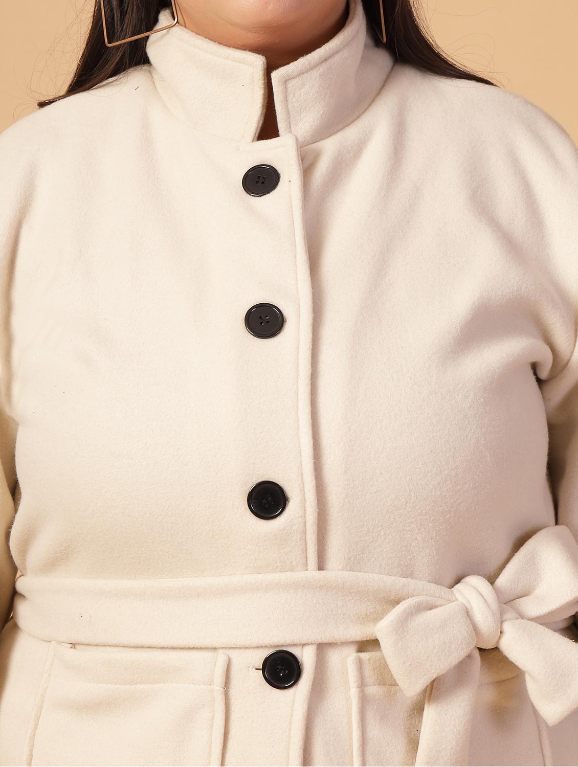 women plus size solid long sleeves trench coat - 21686180 - Standard Image - 5