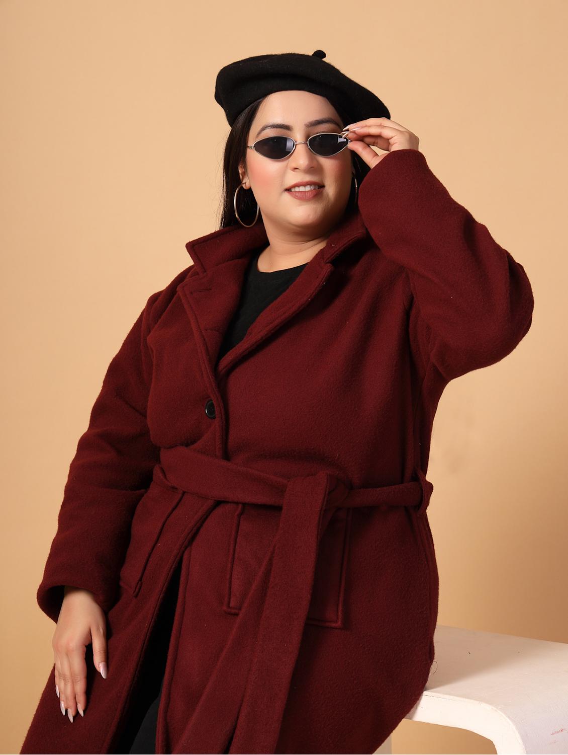 women plus size solid long sleeves trench coat - 21686181 - Standard Image - 3
