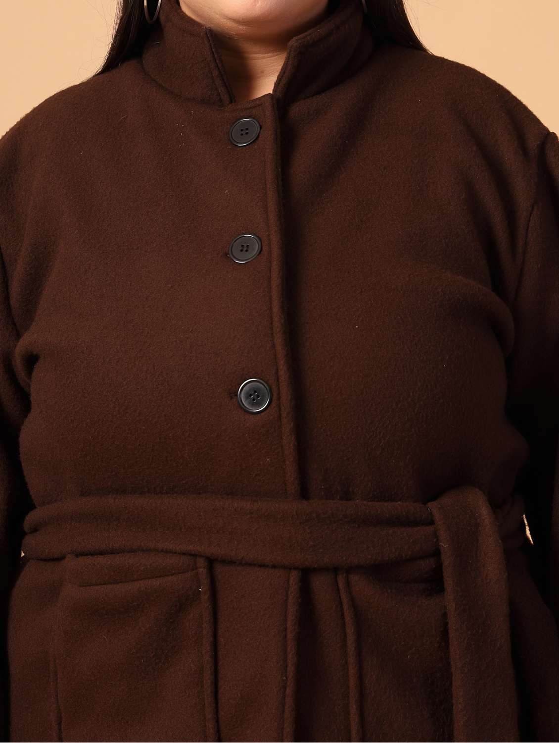 women plus size solid long sleeves trench coat - 21686184 - Standard Image - 5