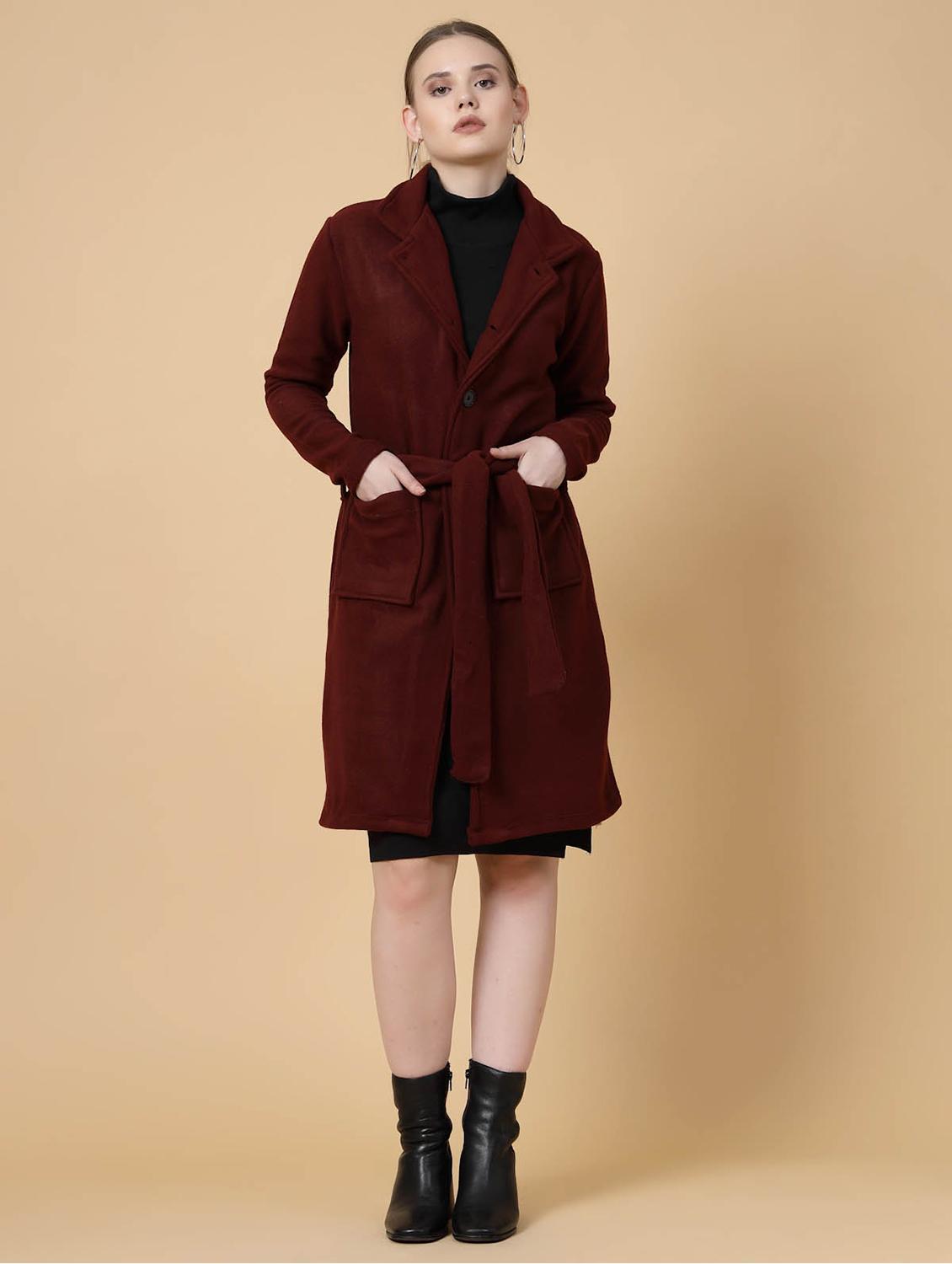 women solid long sleeves trench coat - 21686186 -  Zoom Image - 0
