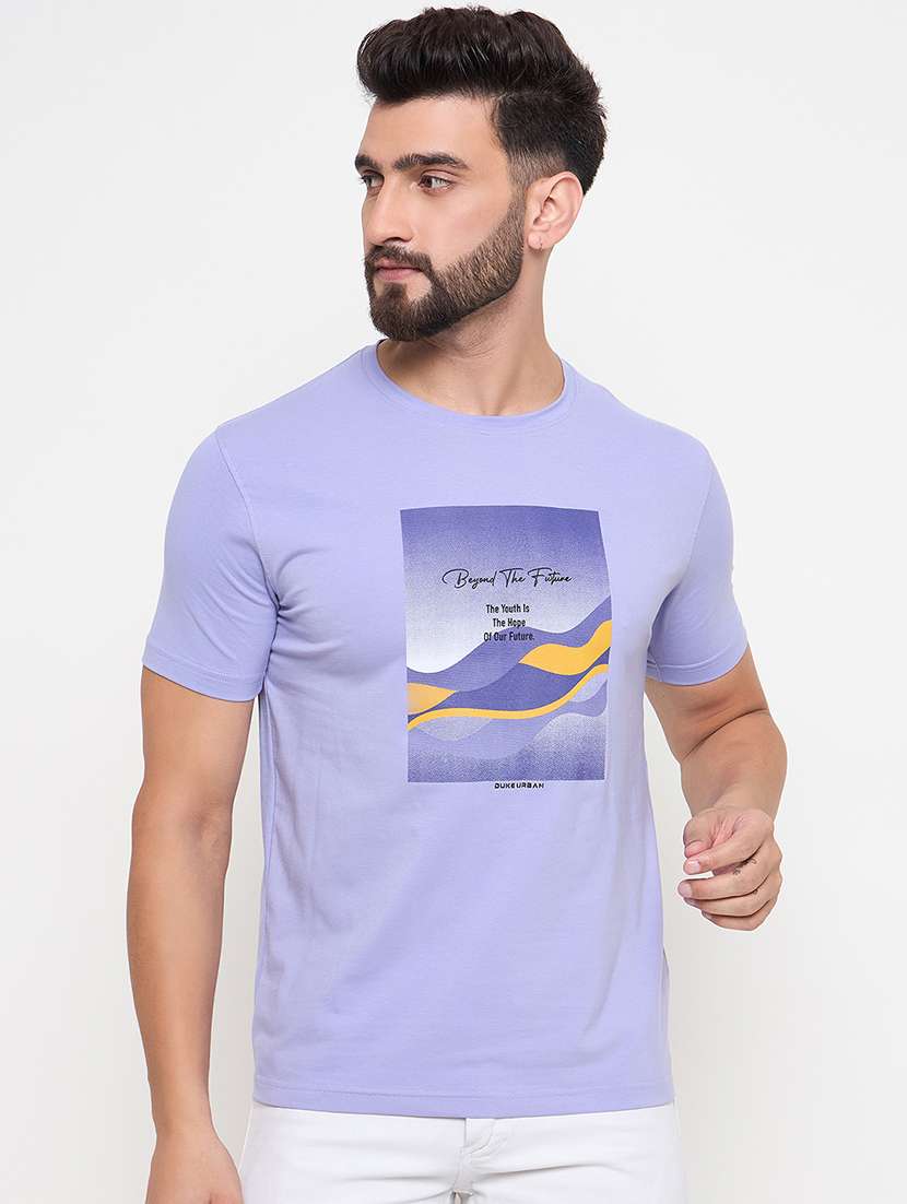 men round neck front print t-shirt