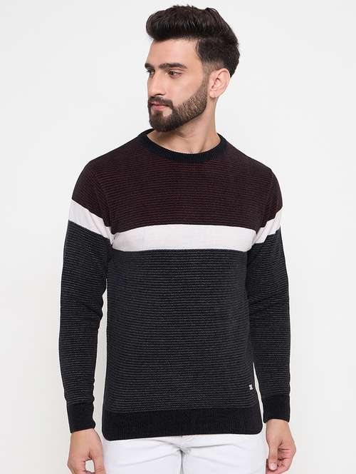 men long sleeves color block pullover - 21686314 -  Standard Image - 0