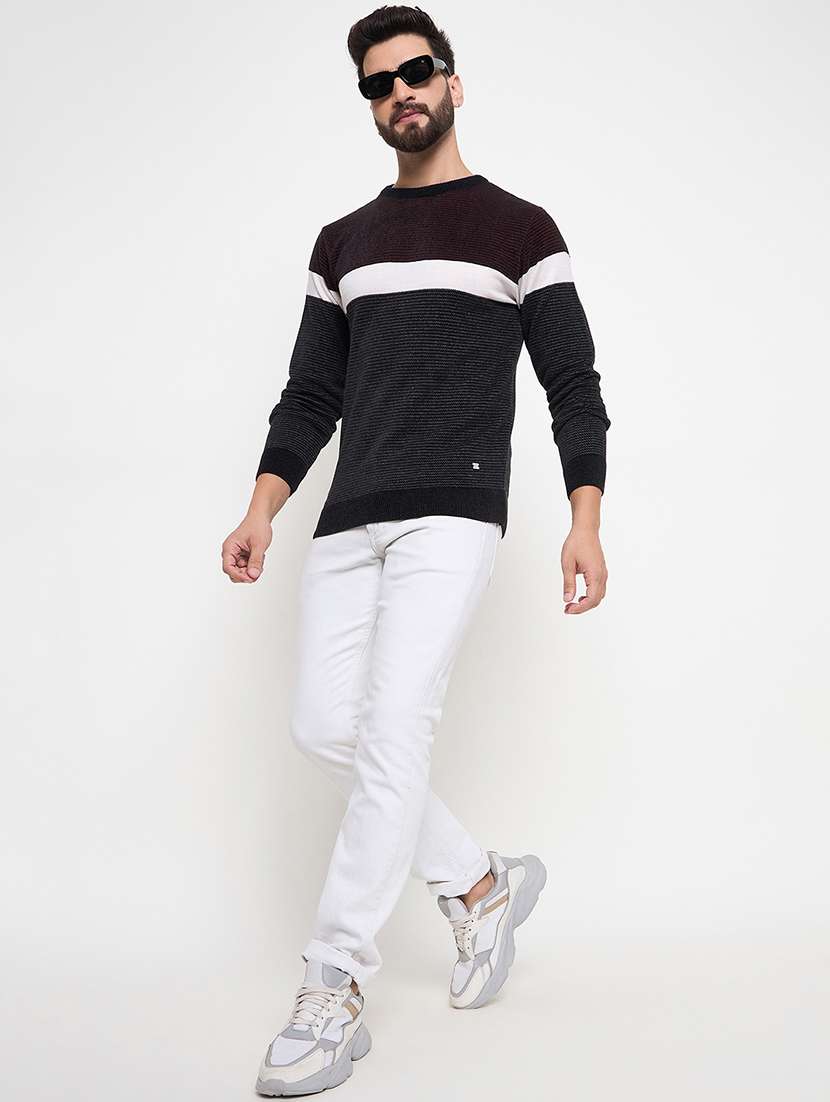 men long sleeves color block pullover - 21686314 -  Standard Image - 3