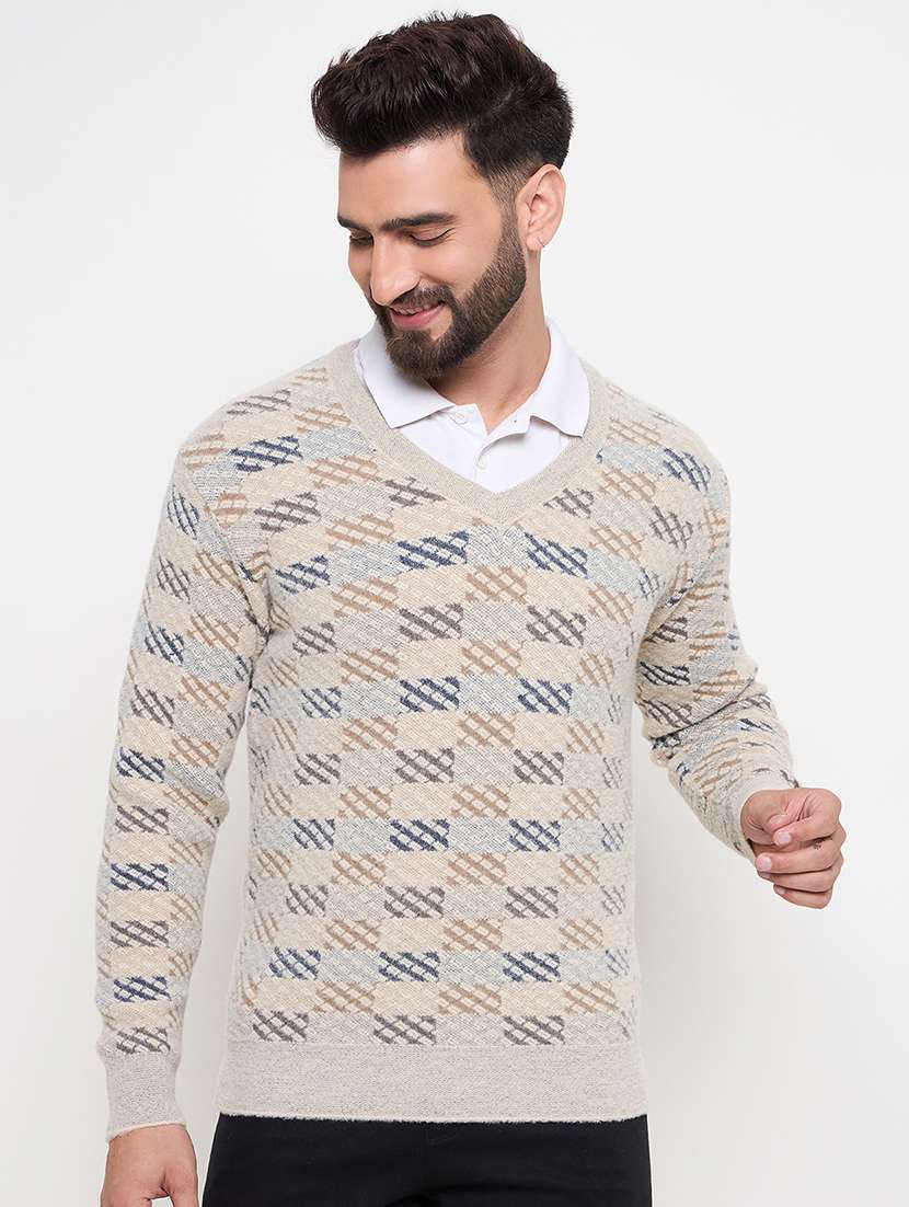 men long sleeves self design pullover