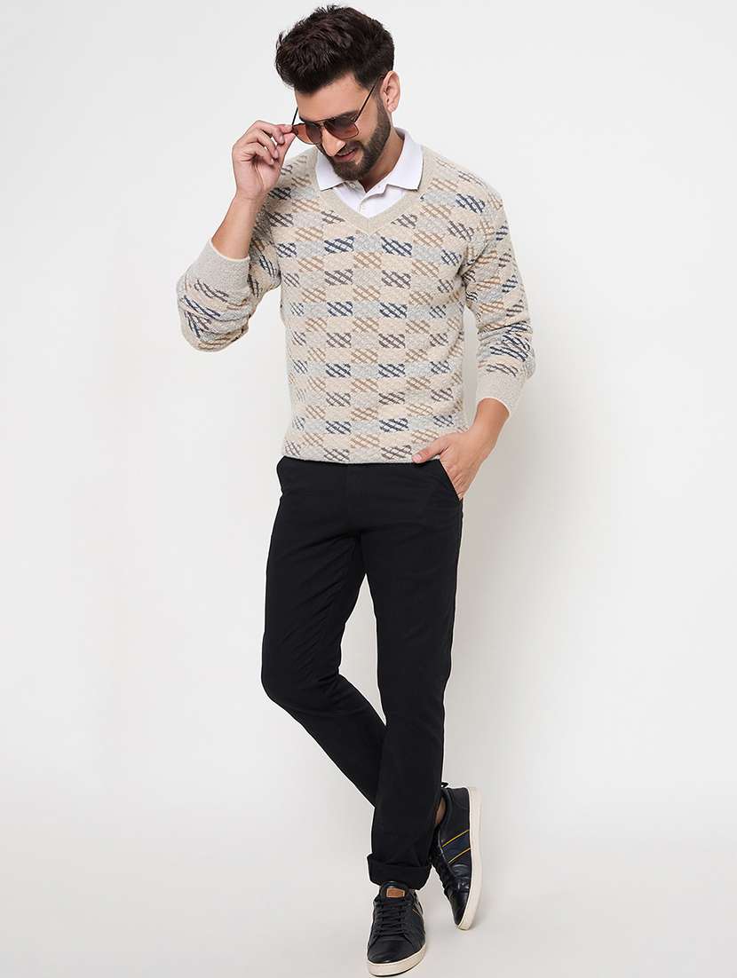 men long sleeves self design pullover - 21686320 -  Standard Image - 3