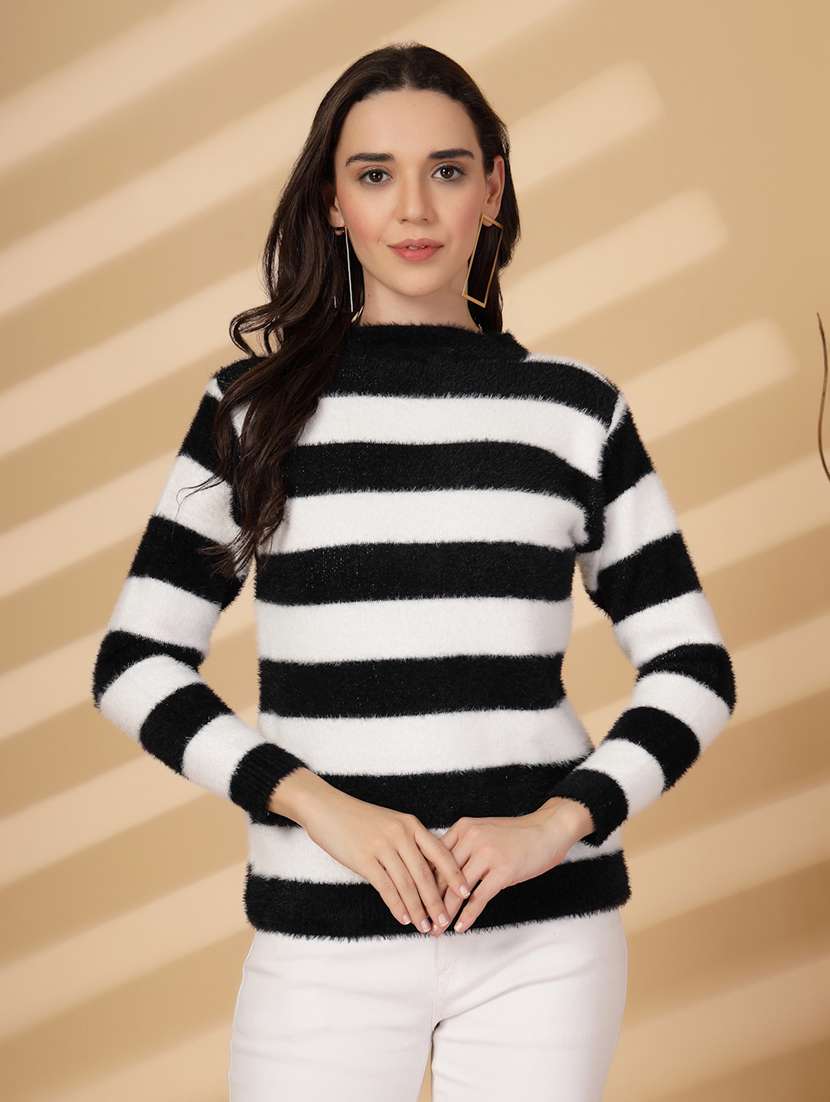 women striped long sleeves pullover - 21686327 -  Zoom Image - 0