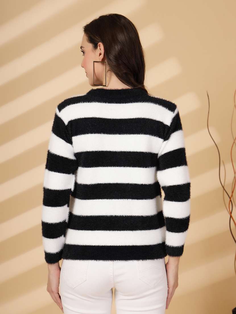women striped long sleeves pullover - 21686327 - Standard Image - 3